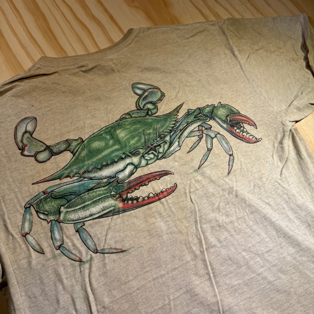 Vintage Delta Magnum Weight Chesapeake Bay Virginia Blue Crab T-Shirt Mens Large